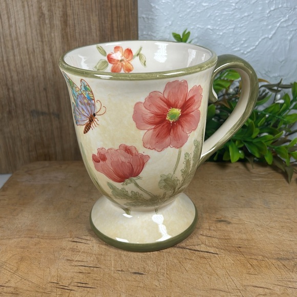 Butterfly Garden Mug Tray Set Stoneware Plate Large Mug Luncheon/Meal Set - Picture 8 of 15